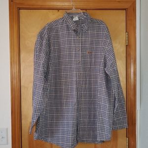 Carhartt Heavyweight Button Down Long Sleeve Blue/Brown Shirt